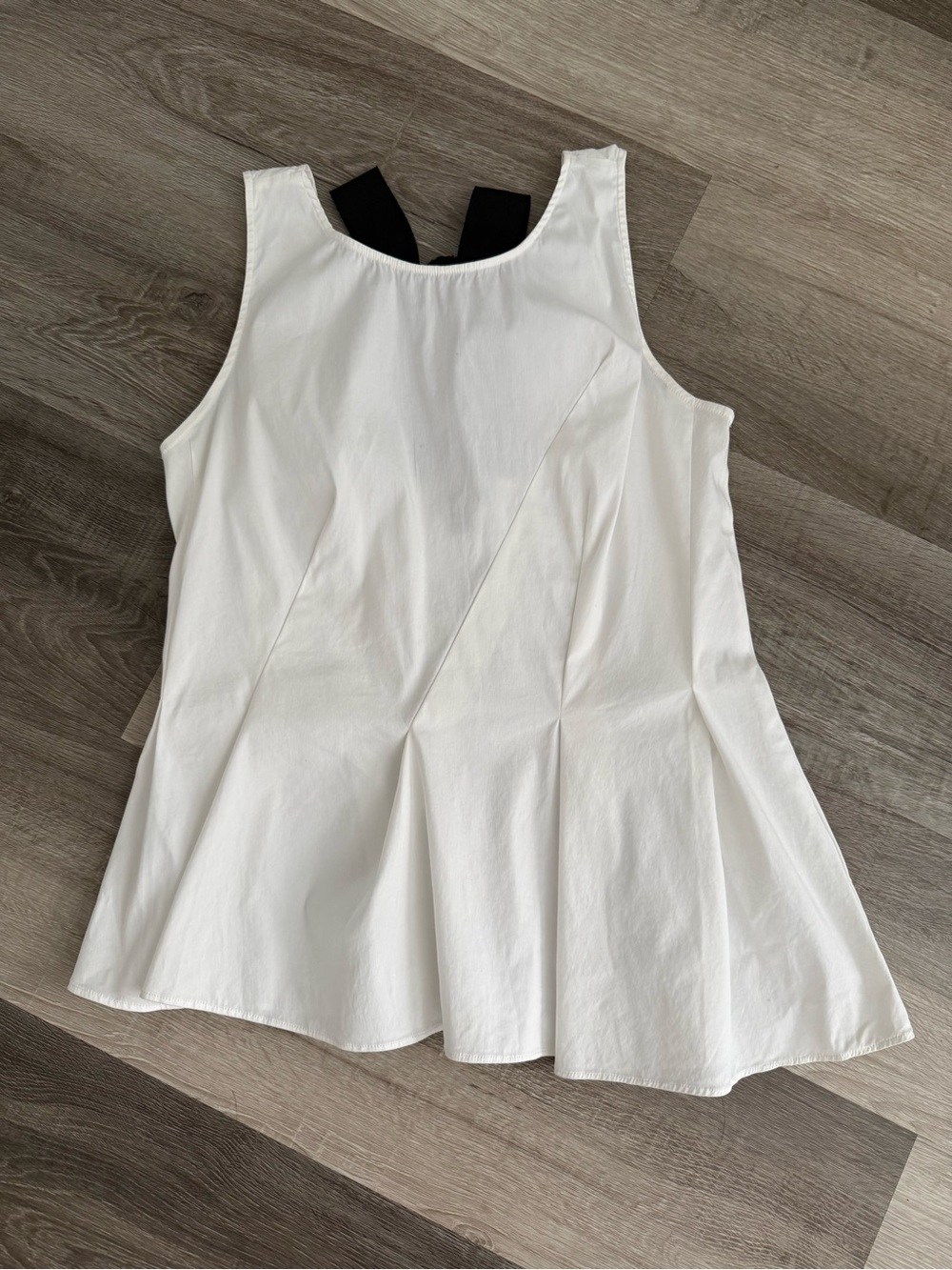 Chelsea28 White Peplum Blouse with Black Strap Detail